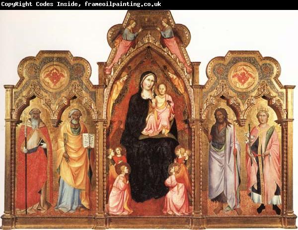 GADDI, Agnolo Madonna and Child with Angels and SS.Benedict and Peter.john the Baptist and Miniato